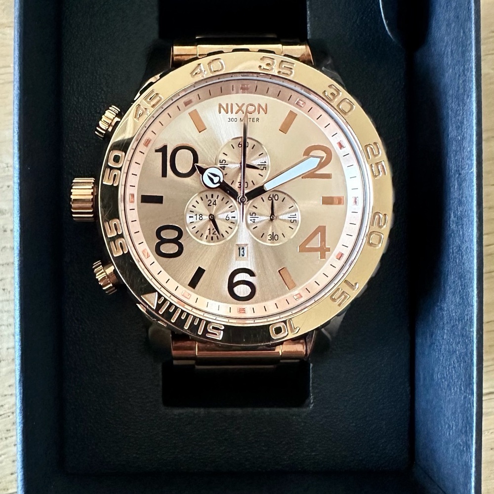 Nixon Rose Gold Chronograph Timepiece